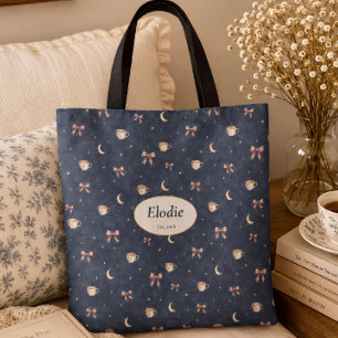 Custom Name Celestial Cottagecore Moon Reader Gift Tote Bag