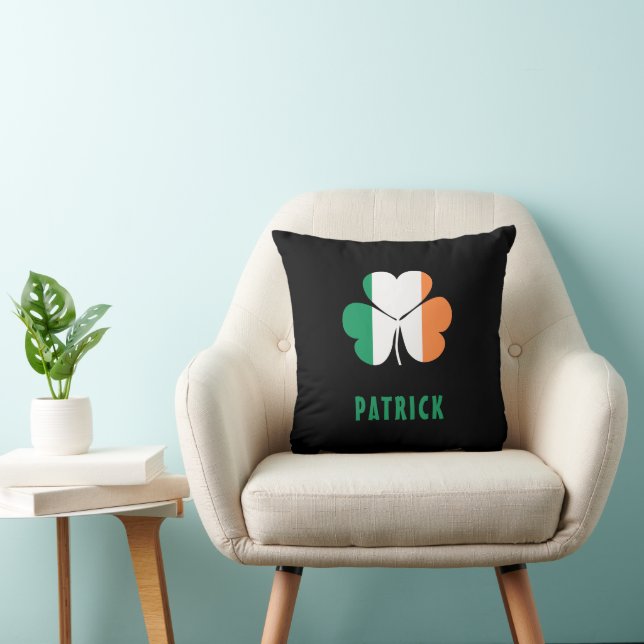 Custom Name Celtic Ireland Shamrock Irish Flag Cushion (Chair)