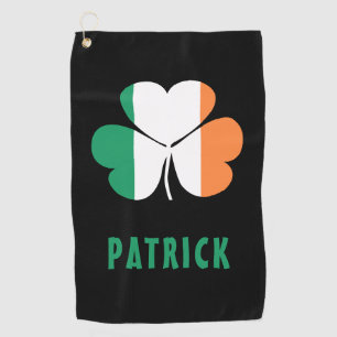 Custom Name Celtic Ireland Shamrock Irish Flag Golf Towel