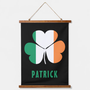 Custom Name Celtic Ireland Shamrock Irish Flag Hanging Tapestry