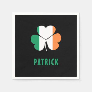 Custom Name Celtic Ireland Shamrock Irish Flag Napkin