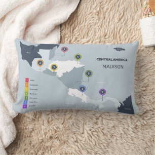 Custom Name Central America Map Lumbar Cushion