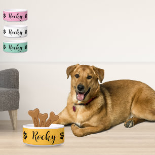 Custom Name Ceramic Dog Bowl - Personalised Pet 