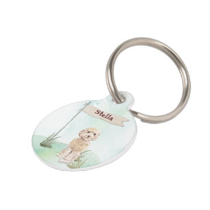Custom Name Champagne Cockapoo Pet Dog Tag