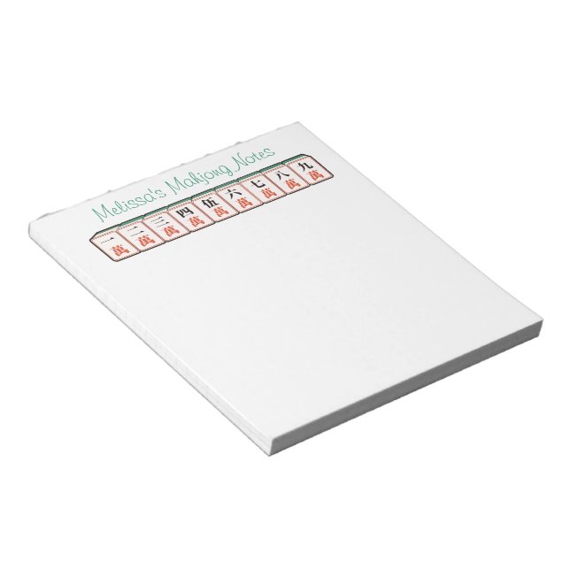 Custom Name Characters Tiles Elegant Mahjong  Notepad (Angled)