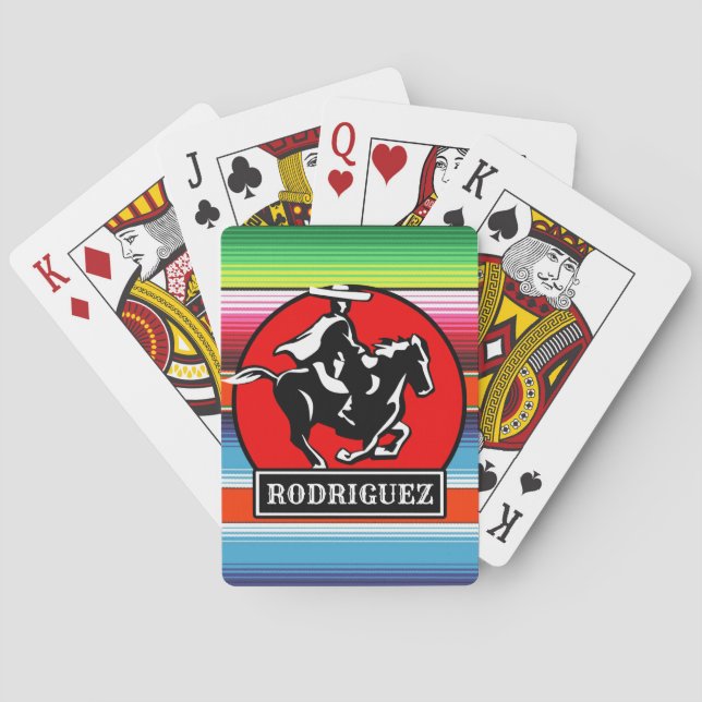 Custom NAME Charro Horse Spanish Mexican Serape Playing Cards (Back)