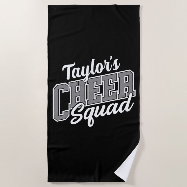 Custom NAME Cheerleader School Varsity Cheer Squad Beach Towel (Front)