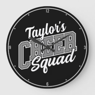 Custom NAME Cheerleader School Varsity Cheer Squad Large Clock