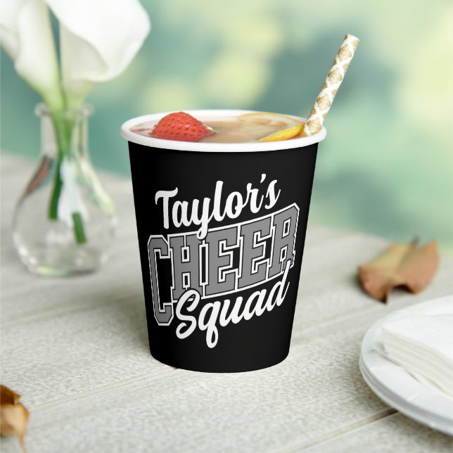 Custom NAME Cheerleader School Varsity Cheer Squad Paper Cups (Insitu)