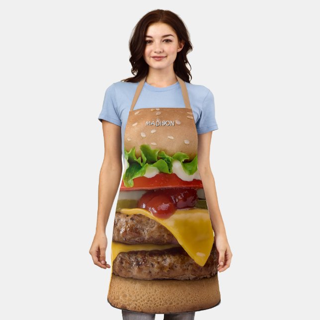 Custom Name Cheeseburger Apron (Worn)