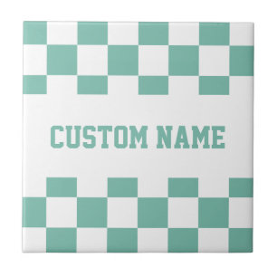 Custom Name Chequerboard Pattern Ceramic Tile