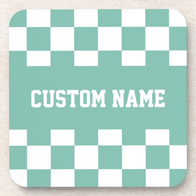 Custom Name Chequerboard Pattern Coaster (Front)