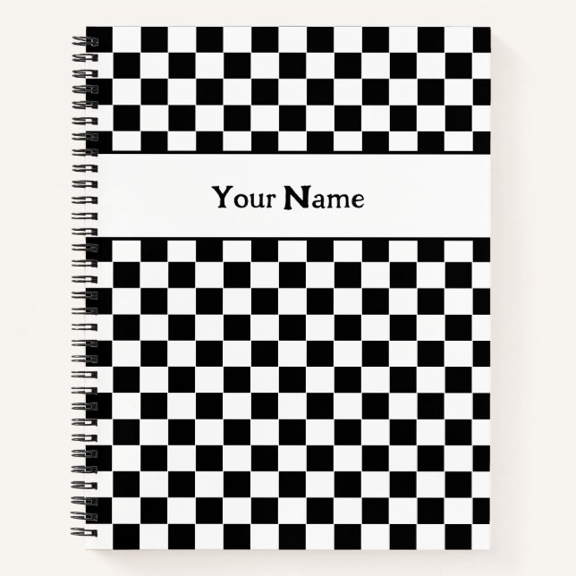 Custom Name Chequered Spiral Notebook (Front)