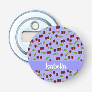 Custom name cherries pattern blue bottle opener