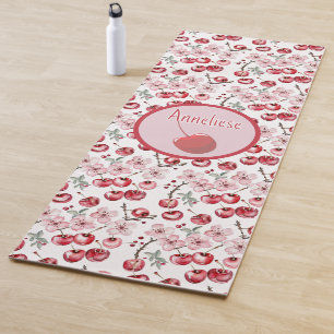 Custom Name Cherry Blossom Watercolor Yoga Mat