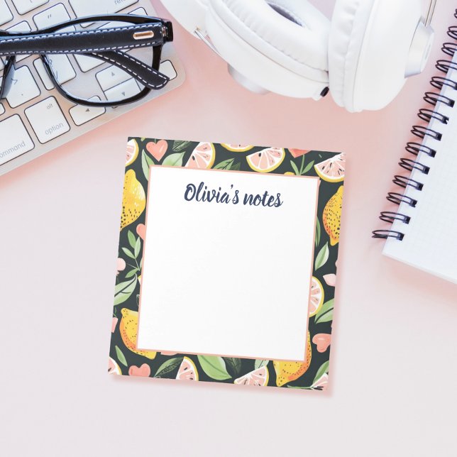 Custom Name Chic Lemon Citrus Fruits Post-it Notes (Creator Uploaded)