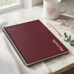 Custom Name Chic Minimalist Burgundy & Pink Notebook
