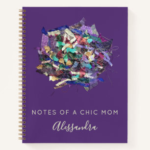 Custom Name Chic Mum Notes Purple Blue Modern  Notebook