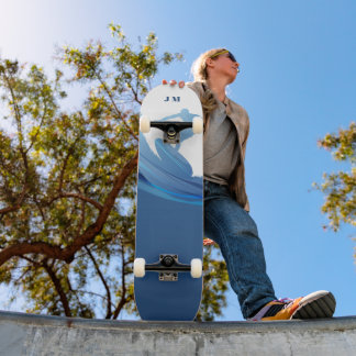 Custom Name Chic Nautical Skateboard