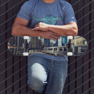 Custom Name Chicago USA Skateboard