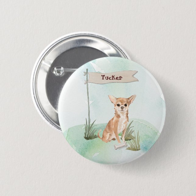 Custom Name Chihuahua Pet Dog 6 Cm Round Badge (Front & Back)