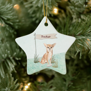 Custom Name Chihuahua Pet Dog Ceramic Ornament
