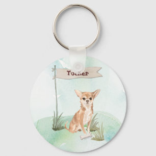Custom Name Chihuahua Pet Dog Key Ring
