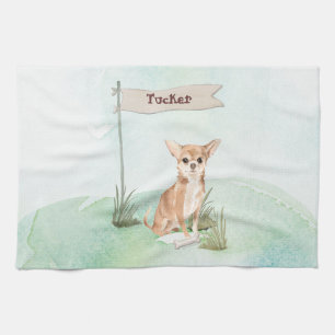 Custom Name Chihuahua Pet Dog Tea Towel