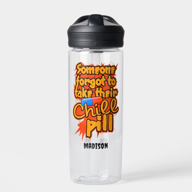 Custom name Chill Pill Water Bottle (Front)
