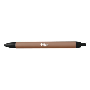 Custom name chocolate brown plain black ink pen