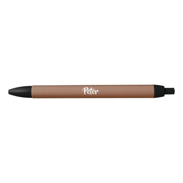 Custom name  chocolate brown plain black ink pen (Front)