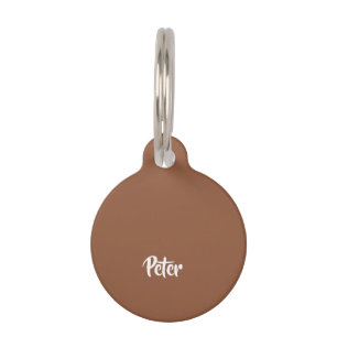 Custom name chocolate brown plain pet tag