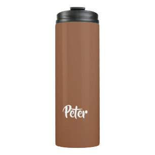 Custom name  chocolate brown plain thermal tumbler