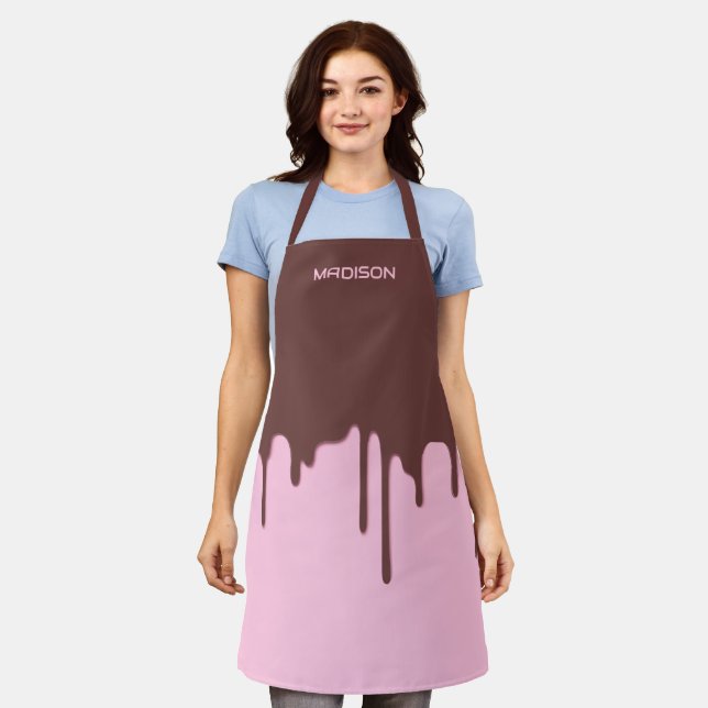 Custom Name Chocolate Drip Apron (Worn)