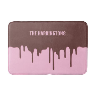 Custom Name Chocolate Drip Bath Mat