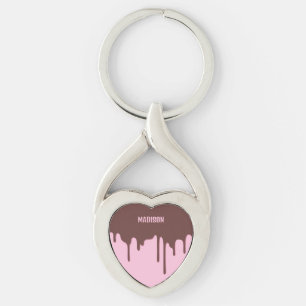 Custom Name Chocolate Drip Key Ring