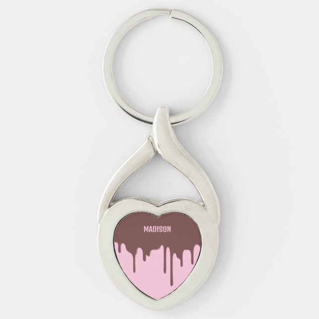 Custom Name Chocolate Drip Key Ring (Front)