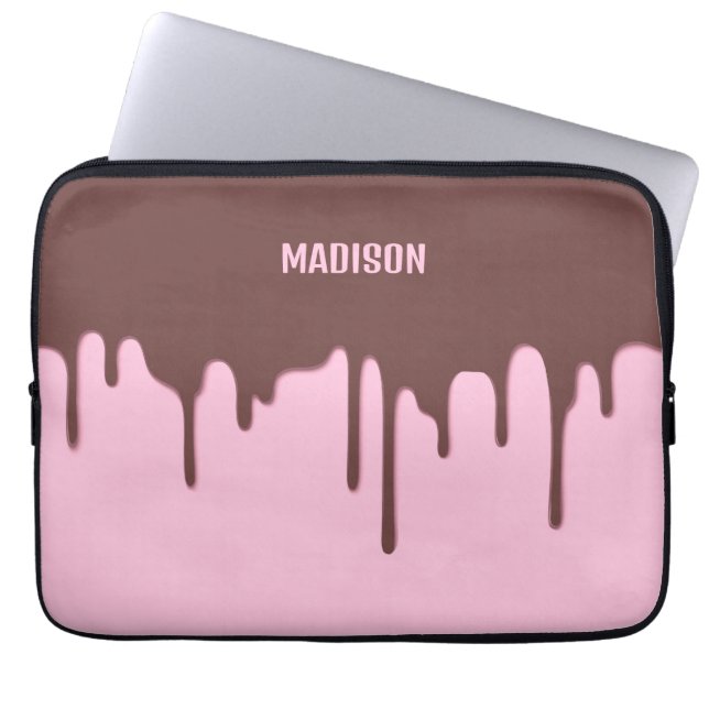 Custom Name Chocolate Drip Laptop Sleeve (Front)