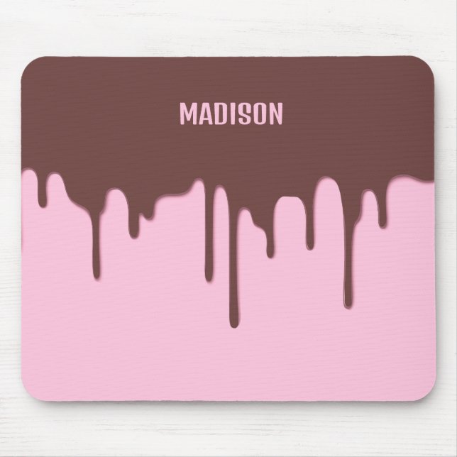 Custom Name Chocolate Drip Mouse Pad (Front)