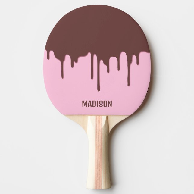 Custom Name Chocolate Drip Ping Pong Paddle (Front)