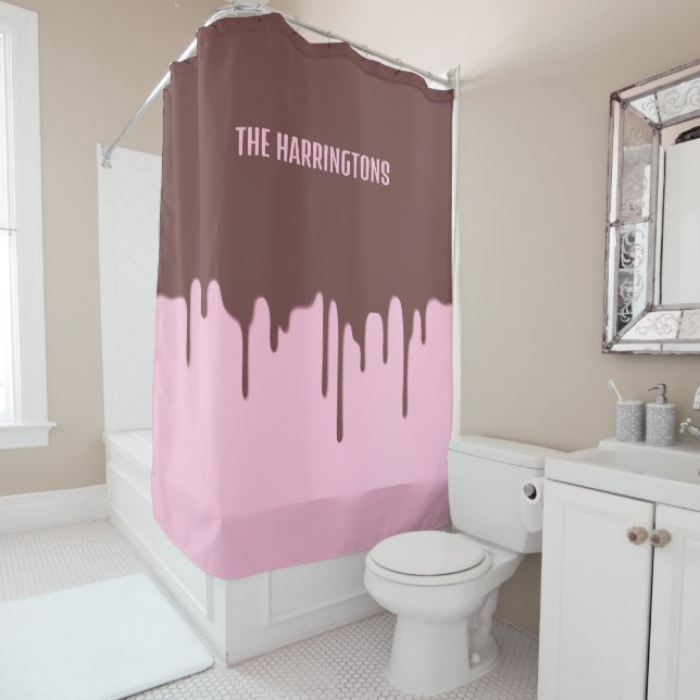 Custom Name Chocolate Drip Shower Curtain (In Situ)