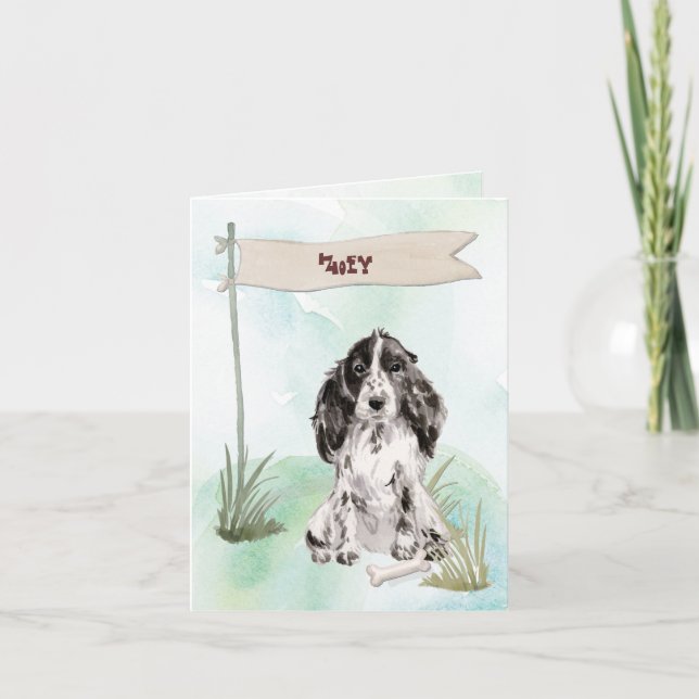 Custom Name Chocolate Lab Pet Dog Note Card (Front)