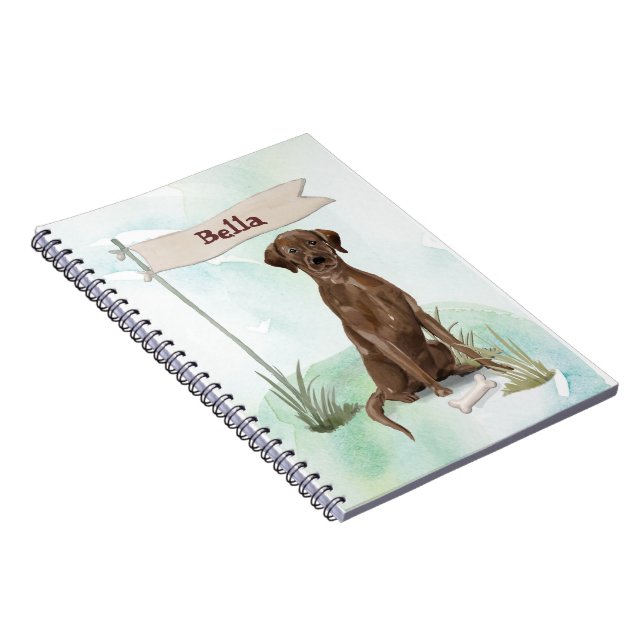 Custom Name Chocolate Lab Pet Dog Notebook (Right Side)