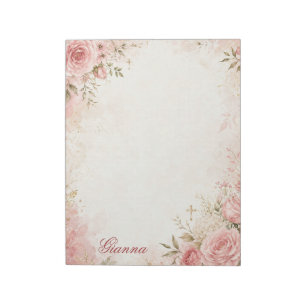 Custom Name Christian Floral Notepad