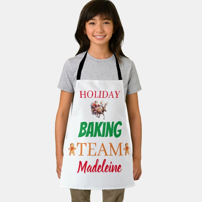 Custom Name Christmas art Holiday Baking Team  Apron (Insitu)