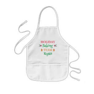Custom Name Christmas art Holiday Baking Team Kids Apron