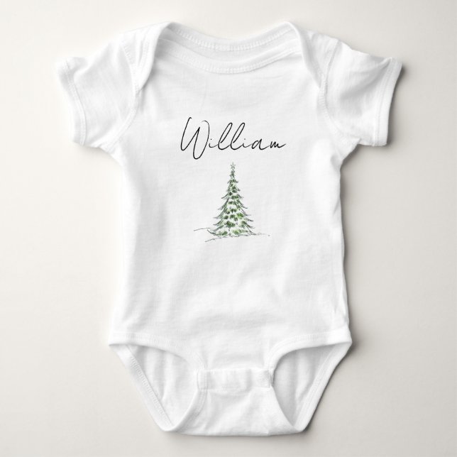 Custom Name Christmas Baby Romper 1st Xmas William Baby Bodysuit (Front)