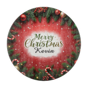 🎁Custom Name Christmas Card Cutting Board Gift ✨