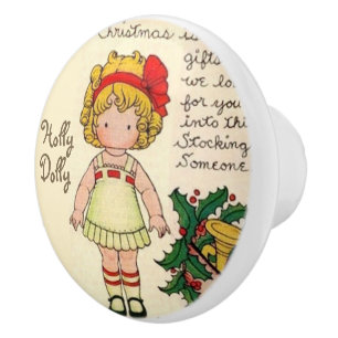 Custom Name Christmas Dolly Ceramic Knob