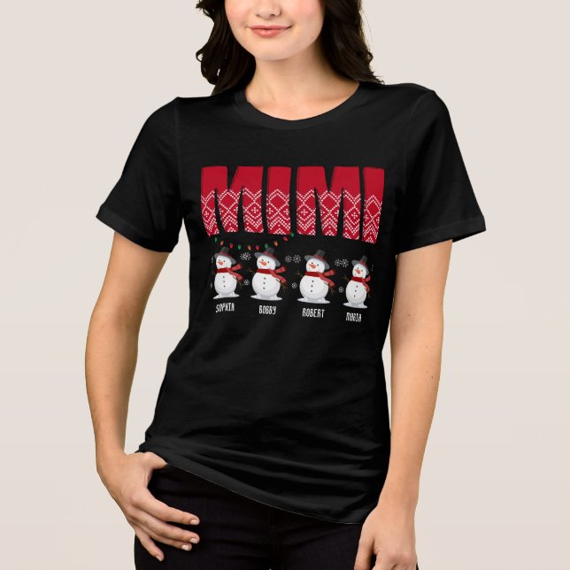 Custom Name Christmas Mimi  Tri-Blend Shirt (Front)